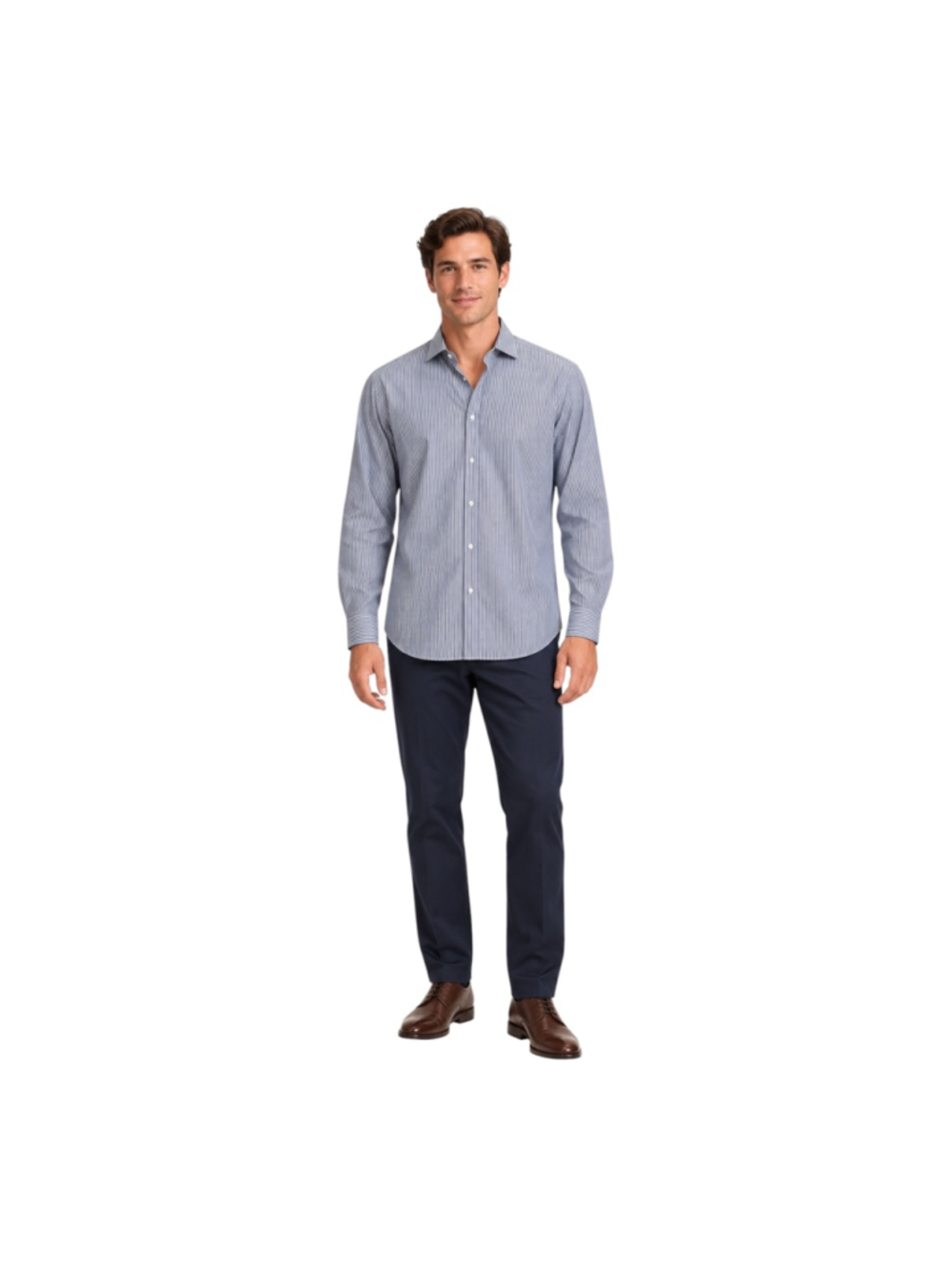 Massimo Dutti Men’s Blue White Pinstripe Button-Down Shirt Size L